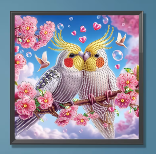 Preview: Diamond Painting Nymphensittiche